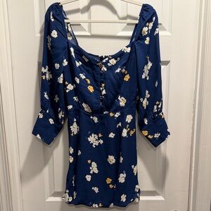 4. Reformation Blue Floral Long Sleeve Mini Dress | Size 6 (AC)